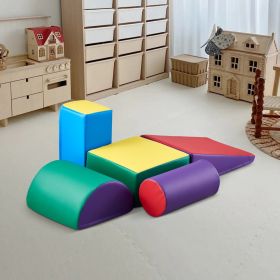 Climbing Toys, 5-Piece Set, Foam Climbing Toys for Toddlers 6 Months to 3 Years Old, PU Leather Climbing Blocks
