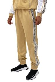 Weiv Mens Snake Side Tape Jogger Pants (Color: Khaki, size: M)