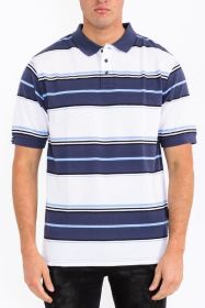 Old School Pique Polo Shirt (Color: NAVY WHITE, size: M)
