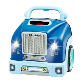 Engine Toy, 60 Pieces, Kids Mechanic Car Repair Set with Removable Parts, Lights and Sounds, Steering Wheel and Horn (Color: Blue)