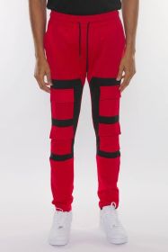 COLOR BLOCK CARGO TRACK PANT (Color: black lime, size: 3XL)