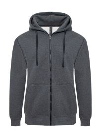 Heavyweight Fleece Zipper Hoodie (Color: CHARCOAL, size: S)